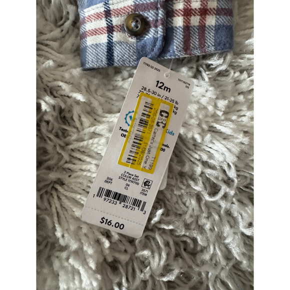 Carters Just One You Baby Boys Two Piece Flannel/Cord Pant Set NWT Sz 12 Months - Picture 9 of 9
